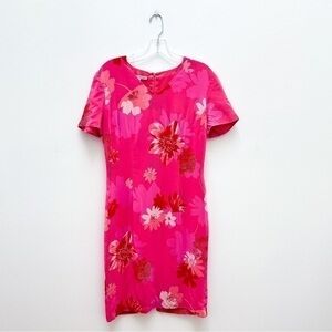 Vintage Silk Floral Print Midi Dress